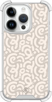 Casimoda iPhone 14 Pro shockproof hoesje - Ivory abstraction Bruin/beige