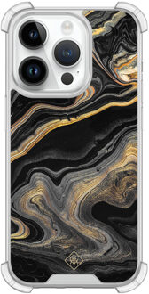 Casimoda iPhone 14 Pro shockproof hoesje - Marbling Bruin/beige
