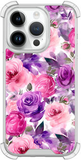 Casimoda iPhone 14 Pro shockproof hoesje - Rosy blooms Roze