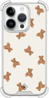 Casimoda iPhone 14 Pro shockproof hoesje - Teddybeer Bruin/beige