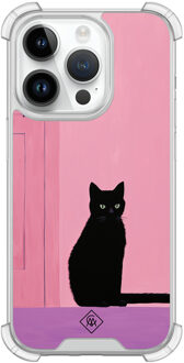 Casimoda iPhone 14 Pro shockproof hoesje - Zwarte kat Multi