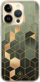Casimoda iPhone 14 Pro siliconen hoesje - Kubus groen