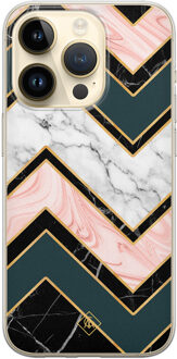 Casimoda iPhone 14 Pro siliconen hoesje - Marmer triangles Multi