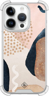 Casimoda iPhone 14 Pro siliconen shockproof hoesje - Abstract dots Bruin/beige