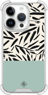 Casimoda iPhone 14 Pro siliconen shockproof hoesje - Abstract mint palms
