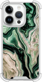 Casimoda iPhone 14 Pro siliconen shockproof hoesje - Green waves Groen