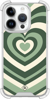 Casimoda iPhone 14 Pro siliconen shockproof hoesje - Groen hart swirl
