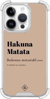 Casimoda iPhone 14 Pro siliconen shockproof hoesje - Hakuna matata Bruin/beige