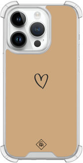 Casimoda iPhone 14 Pro siliconen shockproof hoesje - Hart bruin Bruin/beige