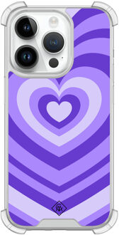 Casimoda iPhone 14 Pro siliconen shockproof hoesje - Hart swirl paars