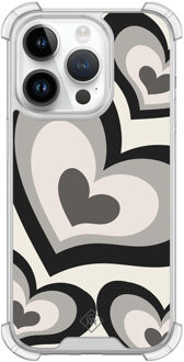 Casimoda iPhone 14 Pro siliconen shockproof hoesje - Hart swirl zwart