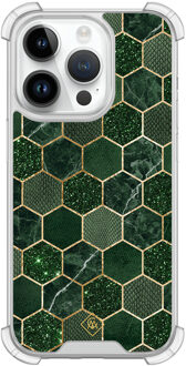 Casimoda iPhone 14 Pro siliconen shockproof hoesje - Kubus groen
