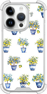 Casimoda iPhone 14 Pro siliconen shockproof hoesje - Lemon trees Wit