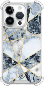 Casimoda iPhone 14 Pro siliconen shockproof hoesje - Marmer blauw