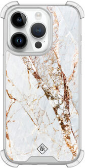 Casimoda iPhone 14 Pro siliconen shockproof hoesje - Marmer goud Goudkleurig