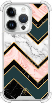 Casimoda iPhone 14 Pro siliconen shockproof hoesje - Marmer triangles Multi