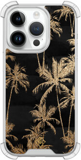 Casimoda iPhone 14 Pro siliconen shockproof hoesje - Palmbomen Goudkleurig