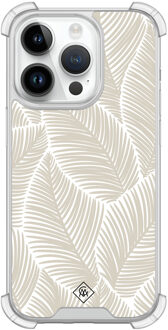 Casimoda iPhone 14 Pro siliconen shockproof hoesje - Palmy leaves beige Bruin/beige