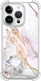 Casimoda iPhone 14 Pro siliconen shockproof hoesje - Parelmoer marmer Multi