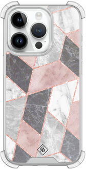 Casimoda iPhone 14 Pro siliconen shockproof hoesje - Stone grid Roze