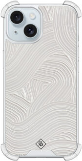 Casimoda iPhone 14 shockproof hoesje - Abstract beige waves Grijs/zilverkleurig