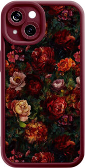 Casimoda iPhone 14 siliconen case - Floral garden Rood