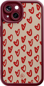 Casimoda iPhone 14 siliconen case - Sweet hearts Rood