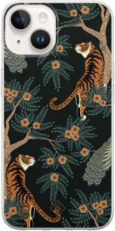 Casimoda iPhone 14 siliconen hoesje - Tijger jungle Bruin/beige