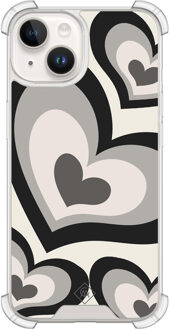 Casimoda iPhone 14 siliconen shockproof hoesje - Hart swirl zwart
