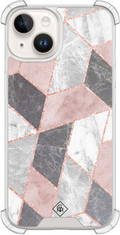 Casimoda iPhone 14 siliconen shockproof hoesje - Stone grid Roze