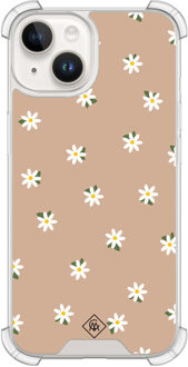 Casimoda iPhone 14 siliconen shockproof hoesje - Sweet daisies Bruin/beige
