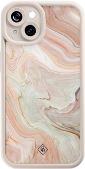 Casimoda iPhone 15 beige case - Marmer waves Bruin/beige