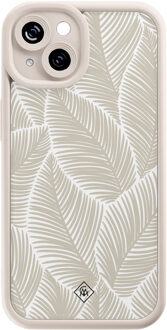 Casimoda iPhone 15 beige case - Palmy leaves beige Bruin/beige