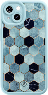 Casimoda iPhone 15 blauwe case - Blue cubes