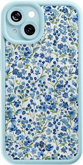 Casimoda iPhone 15 blauwe case - Vintage blue floral