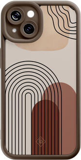 Casimoda iPhone 15 bruine case - Warm curves Bruin/beige