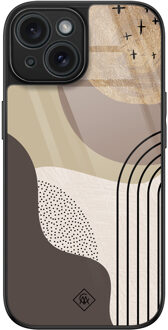 Casimoda iPhone 15 glazen hardcase - Abstract almond Multi