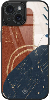 Casimoda iPhone 15 glazen hardcase - Abstract terracotta Multi