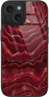 Casimoda iPhone 15 glazen hardcase - Agate rood