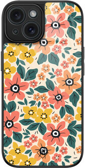 Casimoda iPhone 15 glazen hardcase - Blossom Multi