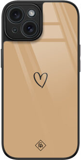Casimoda iPhone 15 glazen hardcase - Hart bruin Bruin/beige
