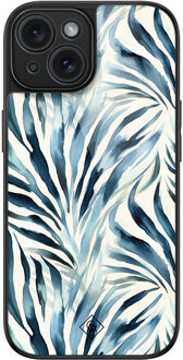 Casimoda iPhone 15 glazen hardcase - Japandi waves Blauw