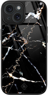Casimoda iPhone 15 glazen hardcase - Marmer zwart