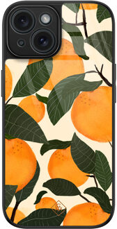 Casimoda iPhone 15 glazen hardcase - Orange garden Multi