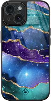 Casimoda iPhone 15 glazen hardcase - Space borders Multi