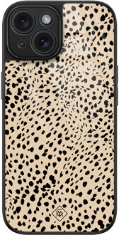 Casimoda iPhone 15 glazen hardcase - Spot on Bruin/beige