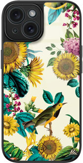Casimoda iPhone 15 glazen hardcase - Sunflowers Multi