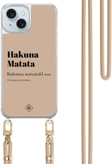 Casimoda iPhone 15 hoesje met beige koord - Hakuna matata Bruin/beige