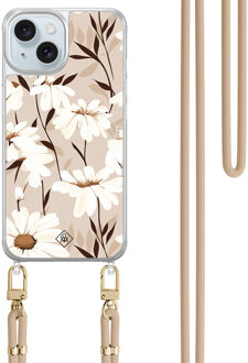 Casimoda iPhone 15 hoesje met beige koord - In bloom Bruin/beige