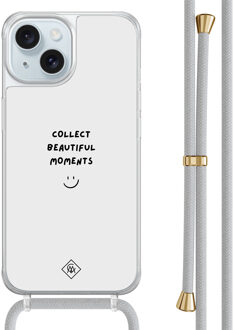 Casimoda iPhone 15 hoesje met grijs koord - Collect moments Grijs/zilverkleurig